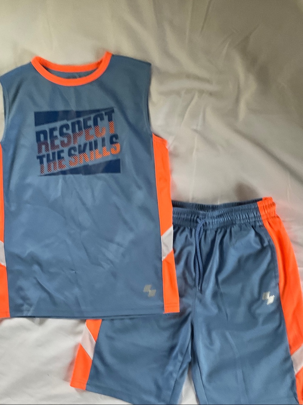 Kids Athletic Matching Set - Blue & Neon Orange